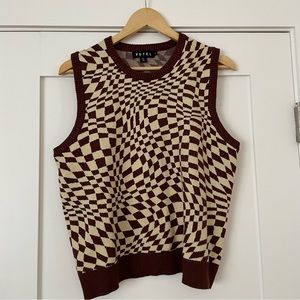 MOTEL vest top in square flag coffee quartz